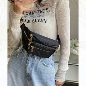 New Multi-pocket Waist Bag Gold Hardware 132